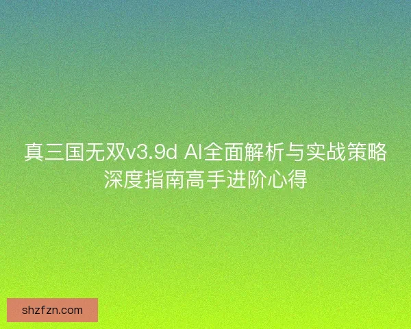 真三国无双v3.9d AI全面解析与实战策略深度指南高手进阶心得